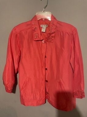 Murelli women’s size medium 100% silk orange button up jacket